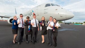 envoy air flight attendants with airplane background