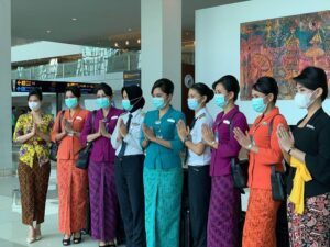 garuda indonesia flight attendants at the airport