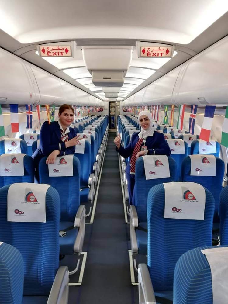 jordan aviation cabin with flags