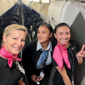mesa airlines blue and pink scarf cabin crews