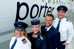 porter airlines crews pink