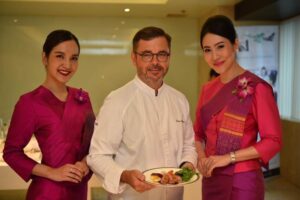 thai airways female crews with chef