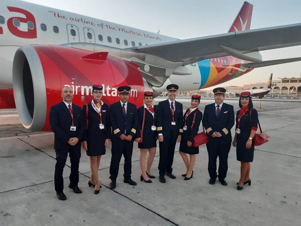 air malta flight attendants with pilots