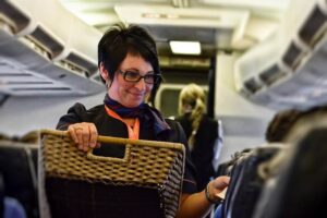air north female flight attendant basket