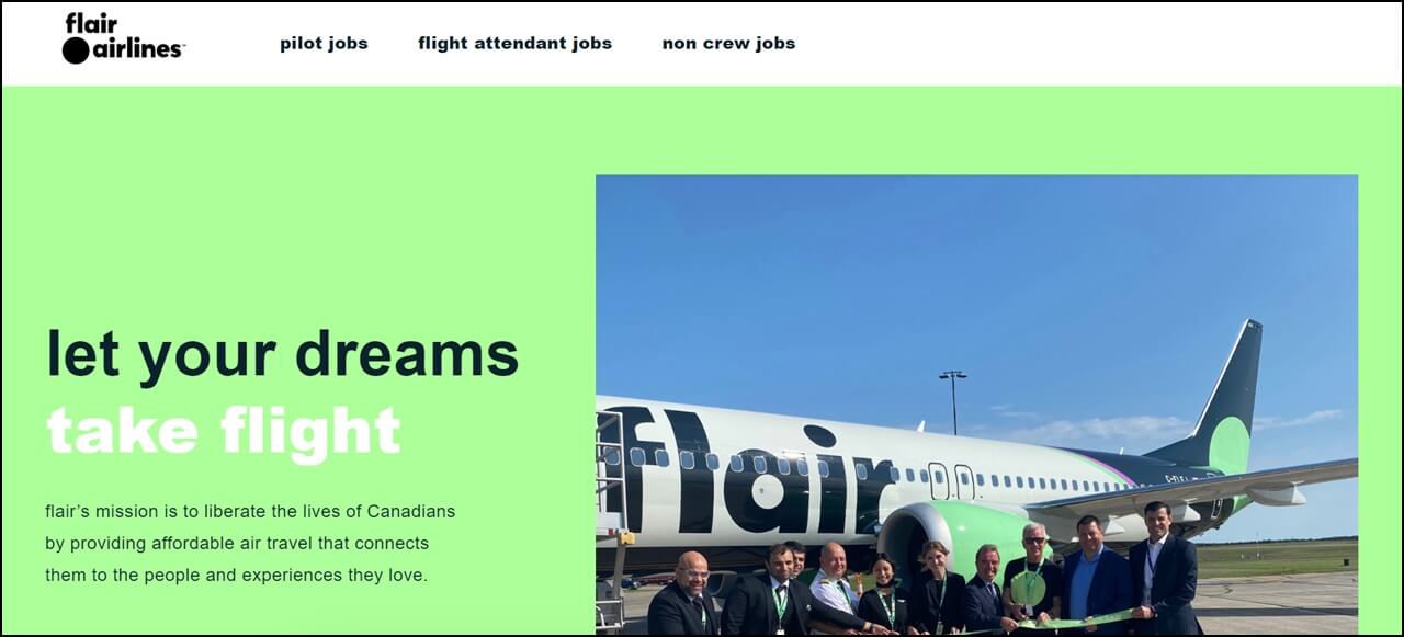 flair airlines careers page