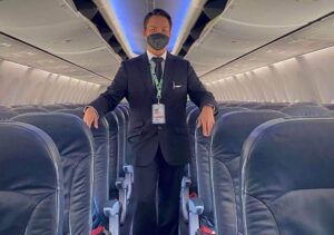 flair airlines male flight attendant cabin