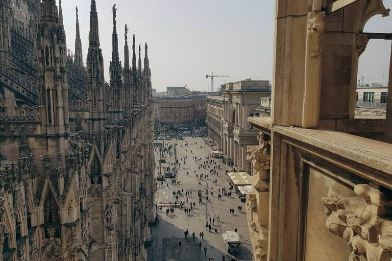 flight attendant exploring Milan