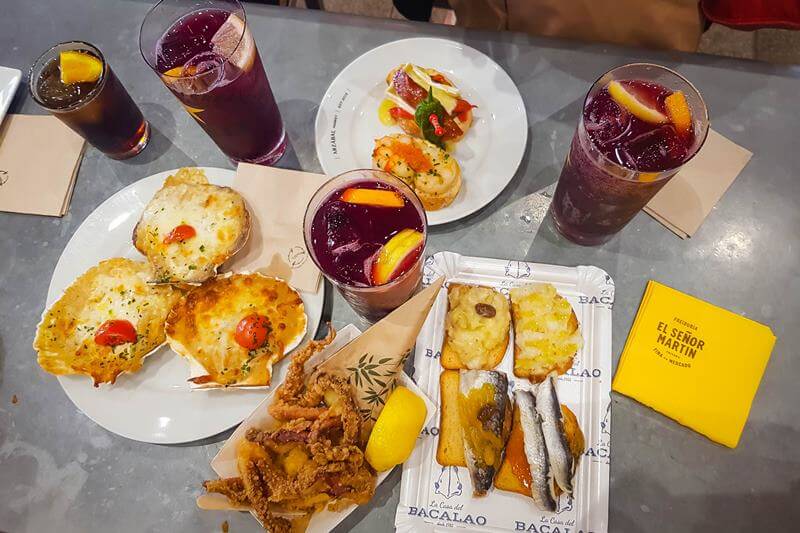 food at Mercado de San Miguel in Madrid