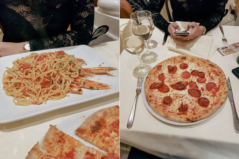 pizza and pasta dining in milan italy
