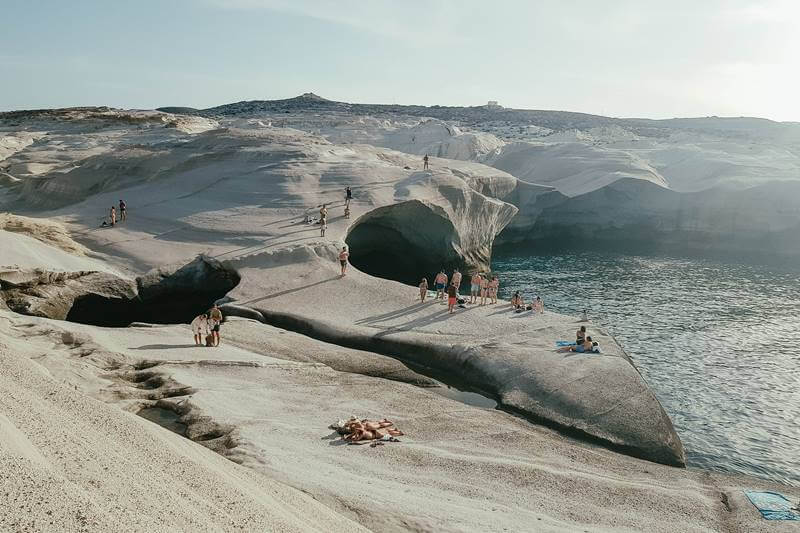 sarakiniko beach milos greece cliff jump