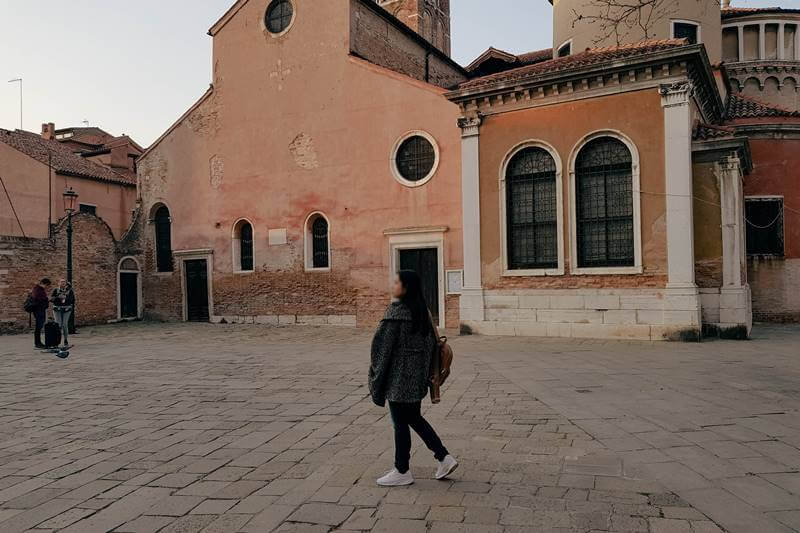 walking in Venice Italy as a flight attendant