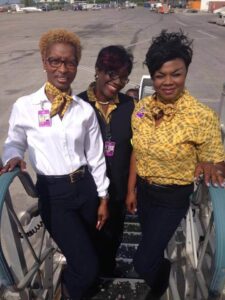 Bahamasair female flight attendants steps