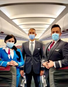 Eurowings flight attendants mask on