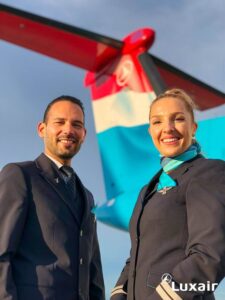 Luxair male and female cabin crews