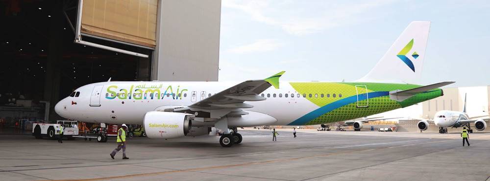 SalamAir plane entering hangar