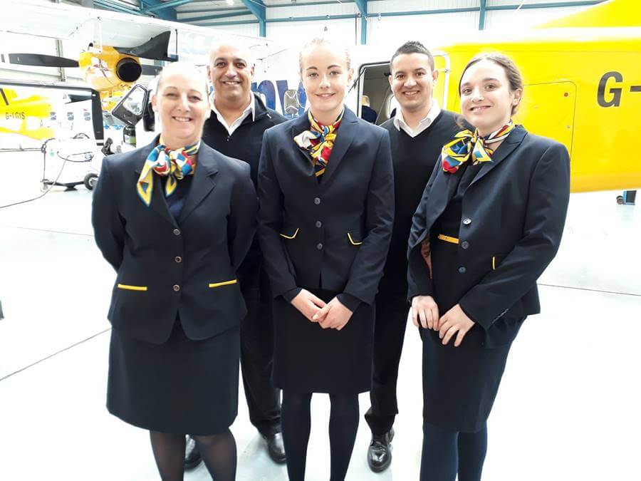 aurigny cabin crew male and female uniforms