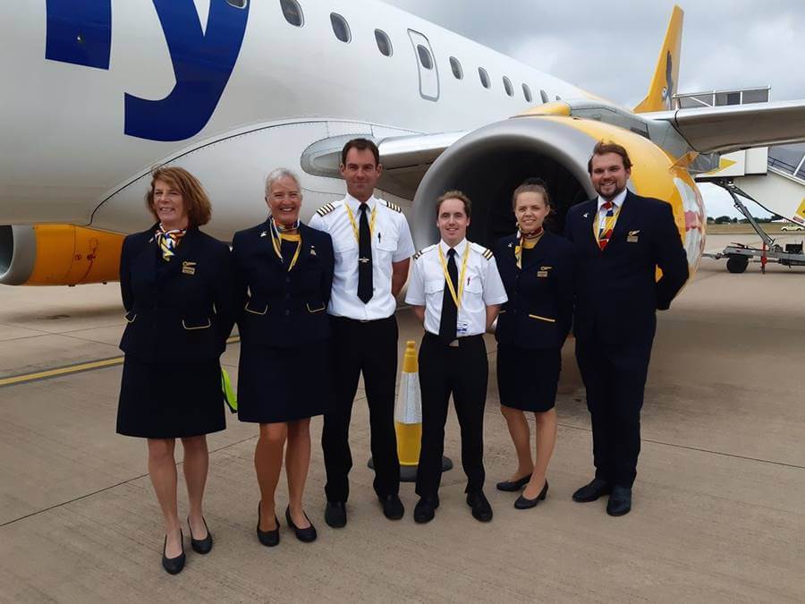 aurigny flight attendants with pilots