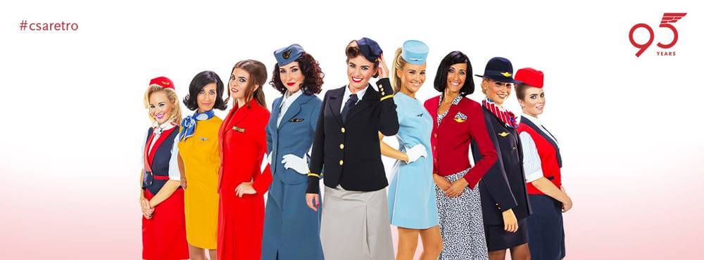 czech airlines female flight attendants uniform through the years