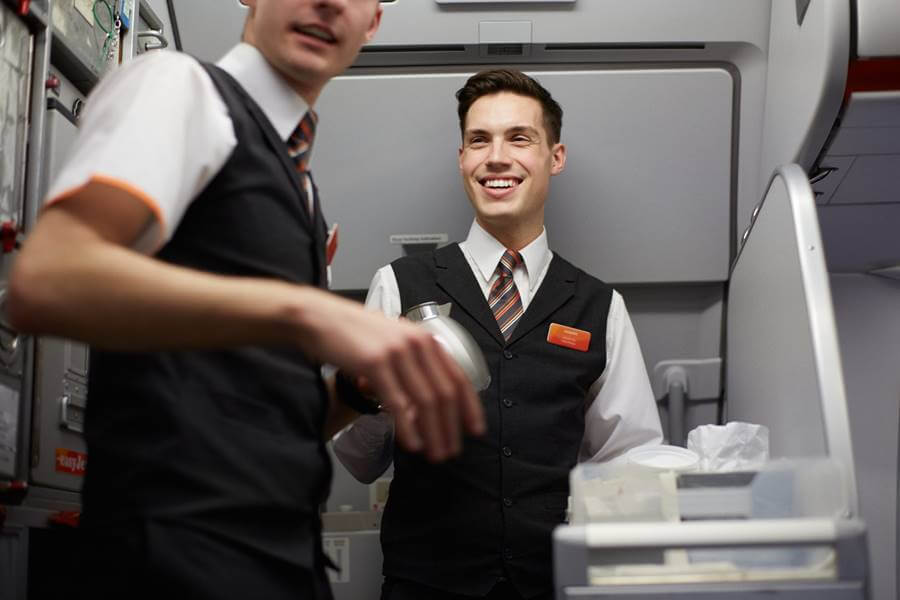 easyjet male flight attendant smile