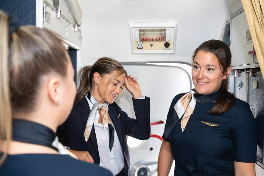 nolinor aviation flight attendants female working