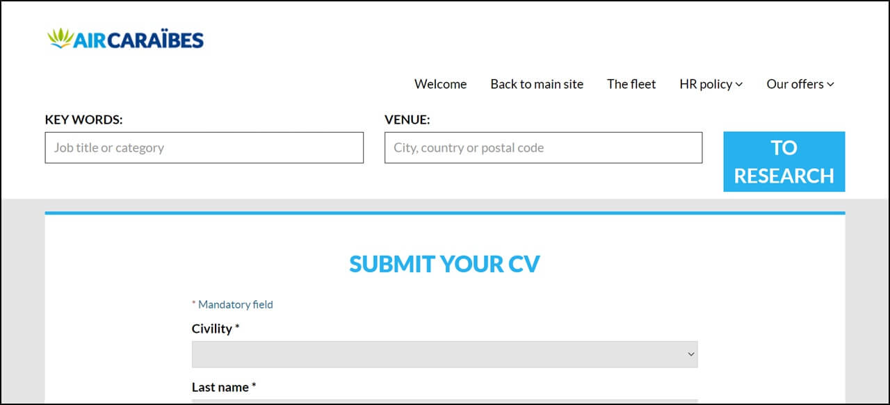 Air Caraibes Careers Page