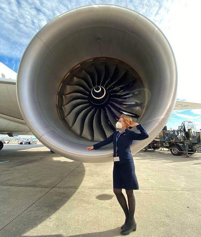 Air Europa flight attendant engine photo