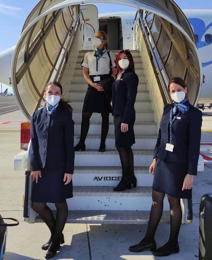 Air Europa flight attendants pose