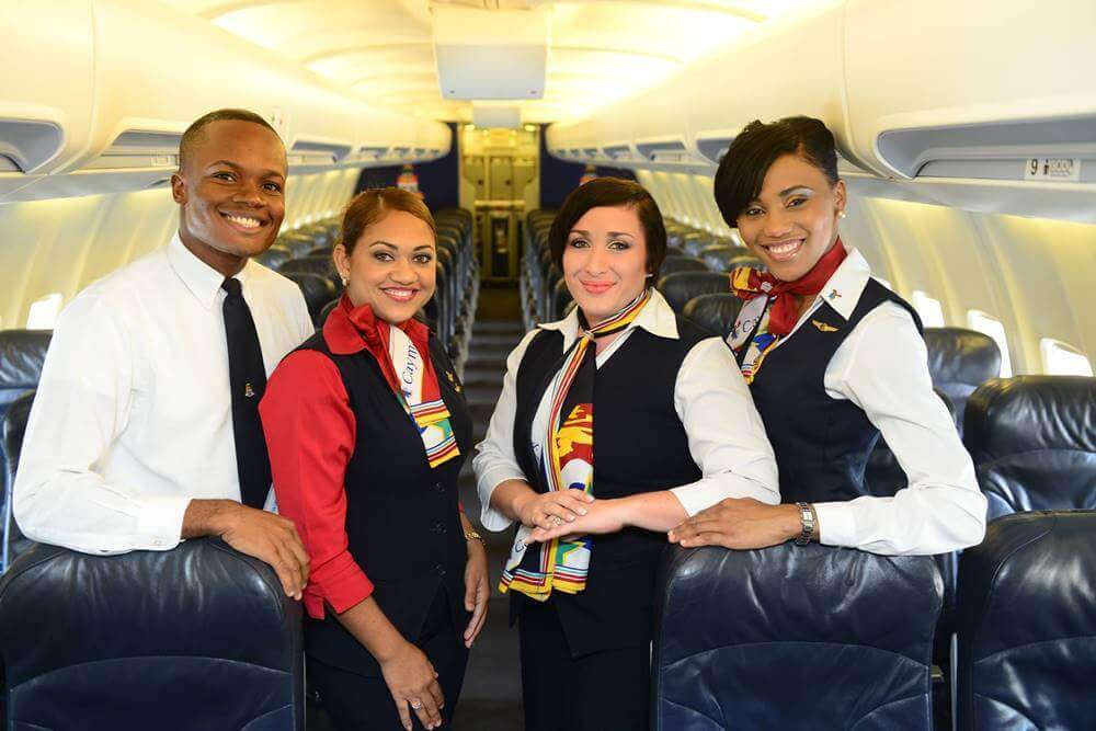 Cayman Airways flight attendants cabin
