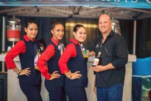 Cayman Airways flight attendants rum