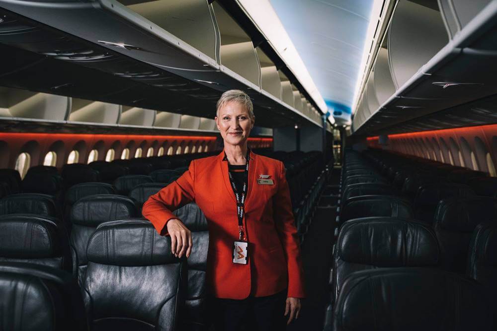 Jetstar Airways female flight attendant cabin