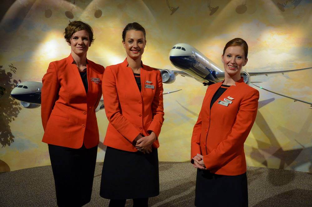 Jetstar Airways female flight attendant full uniform