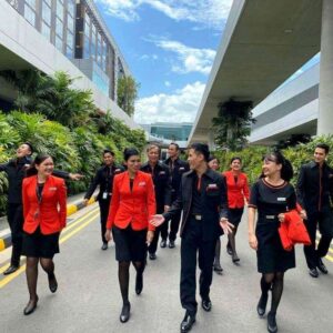 Jetstar Airways flight attendants walk