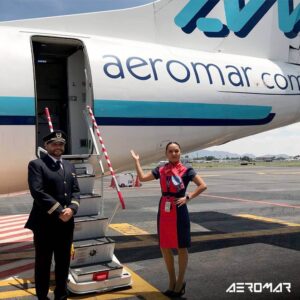 aeromar flight stewardess with pilot