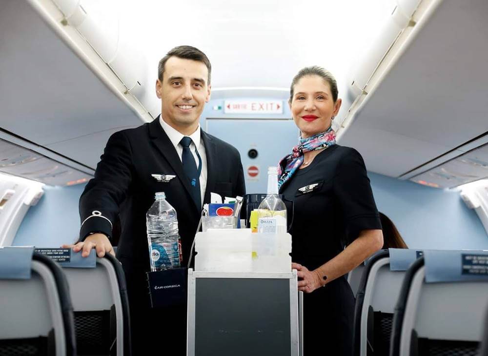 air corsica male and female flight attendant