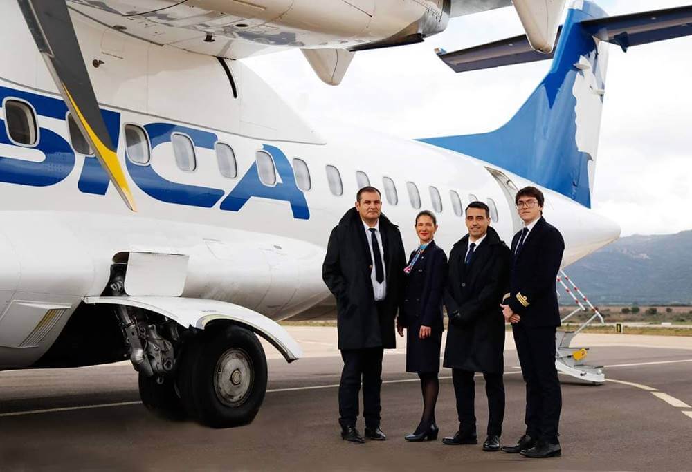 air corsica male and female flight attendants