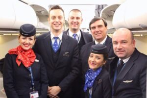 air serbia male and female cabin crew