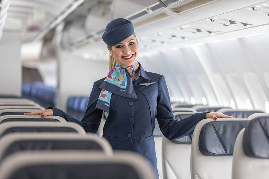 azul airlines female flight attendant uniform