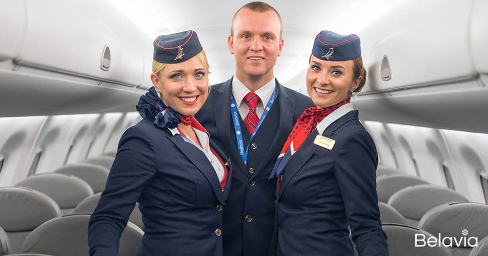 belavia male and female cabin crew