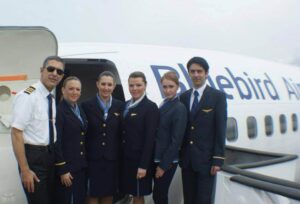 bluebird airways flight attendants crew