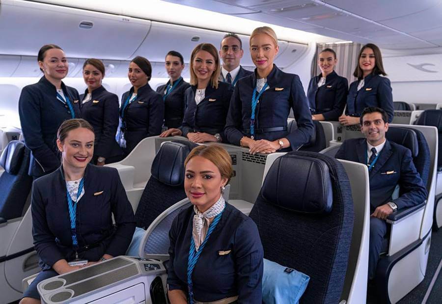 kuwait airways male and female cabin crew uniforms