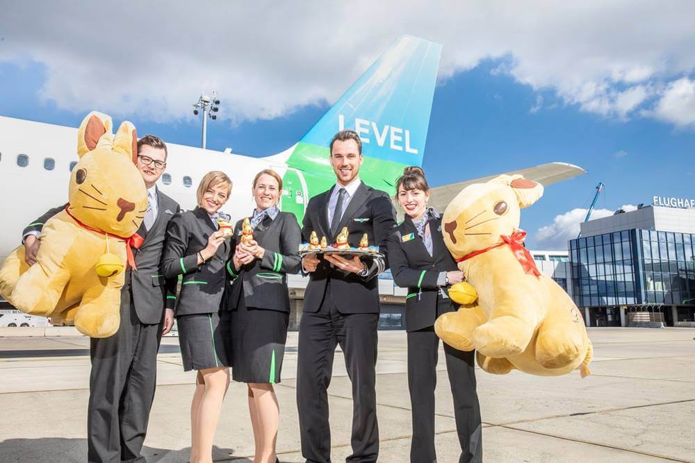 level airlines flight attendants smile