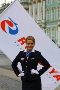 rossiya airlines female flight attendant crew