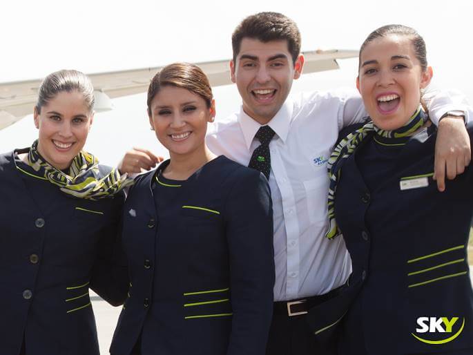 sky airline chile flight attendant uniforms
