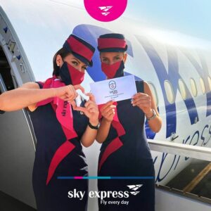 sky express greece female flight attendant uniforms