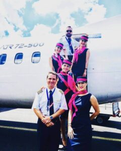 sky express greece flight attendants with pilots