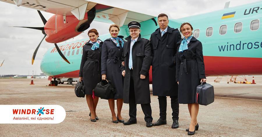 windrose male and female flight attendant uniforms