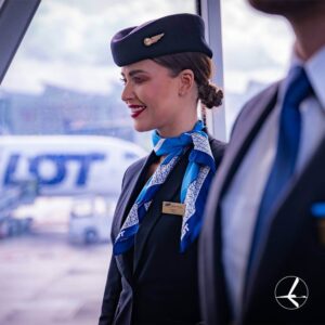 LOT Polish Airlines female flight attendant