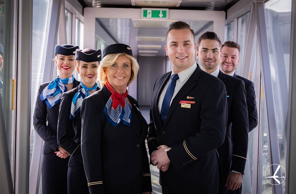 LOT Polish Airlines flight attendant uniform