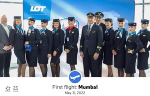 LOT Polish Airlines flight attendants and pilot