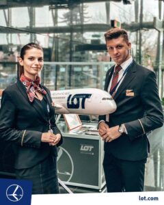 LOT Polish Airlines flight attendants male and female crew
